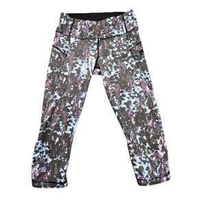 Lululemon Run Top Speed Crop Women's 4 Floral Sport Tranquil Blue Multi Leggings